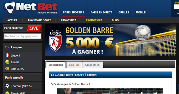 Netbet Golden Barre : Lille - Montpellier